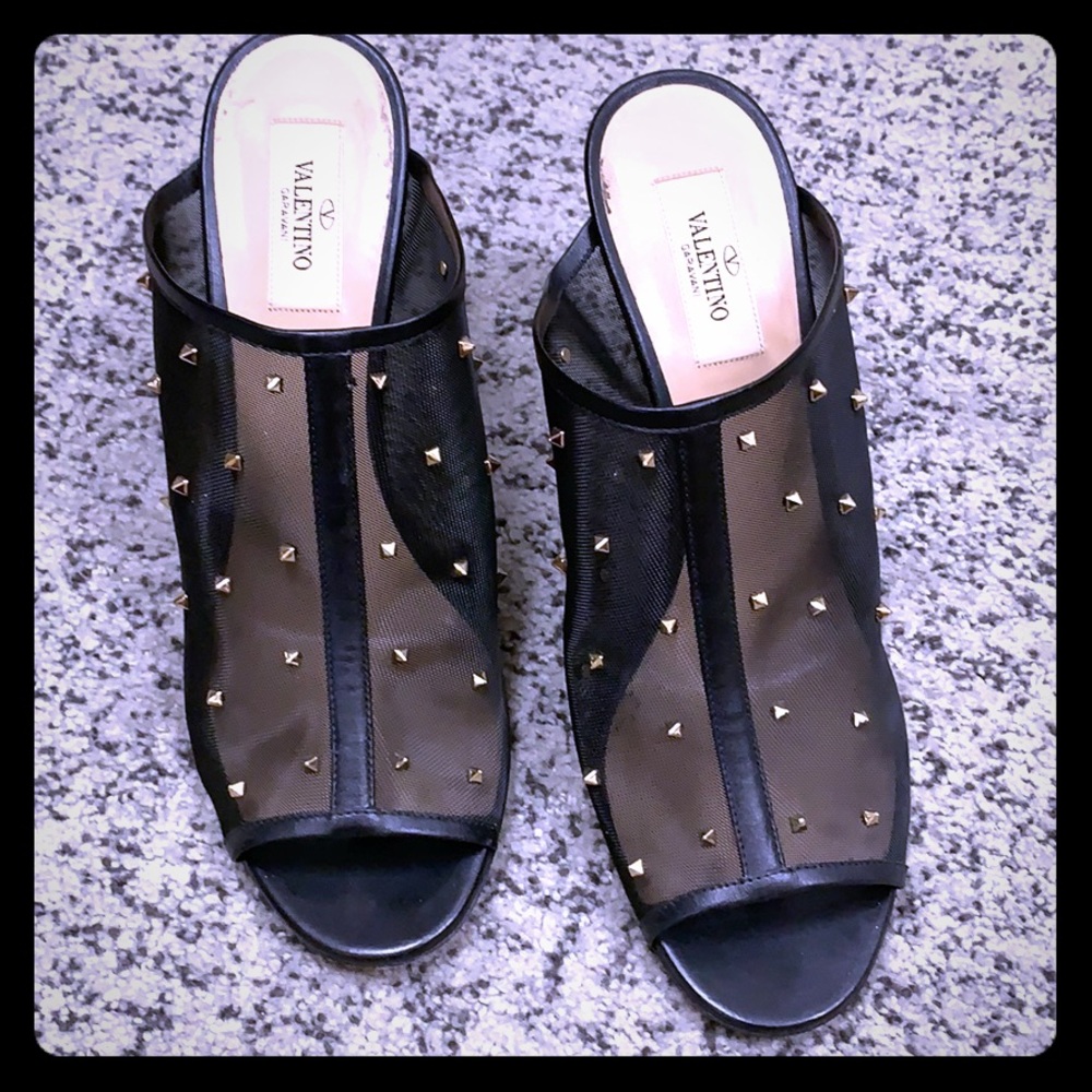 Valentino rockstud heel peep toe slide 39.5